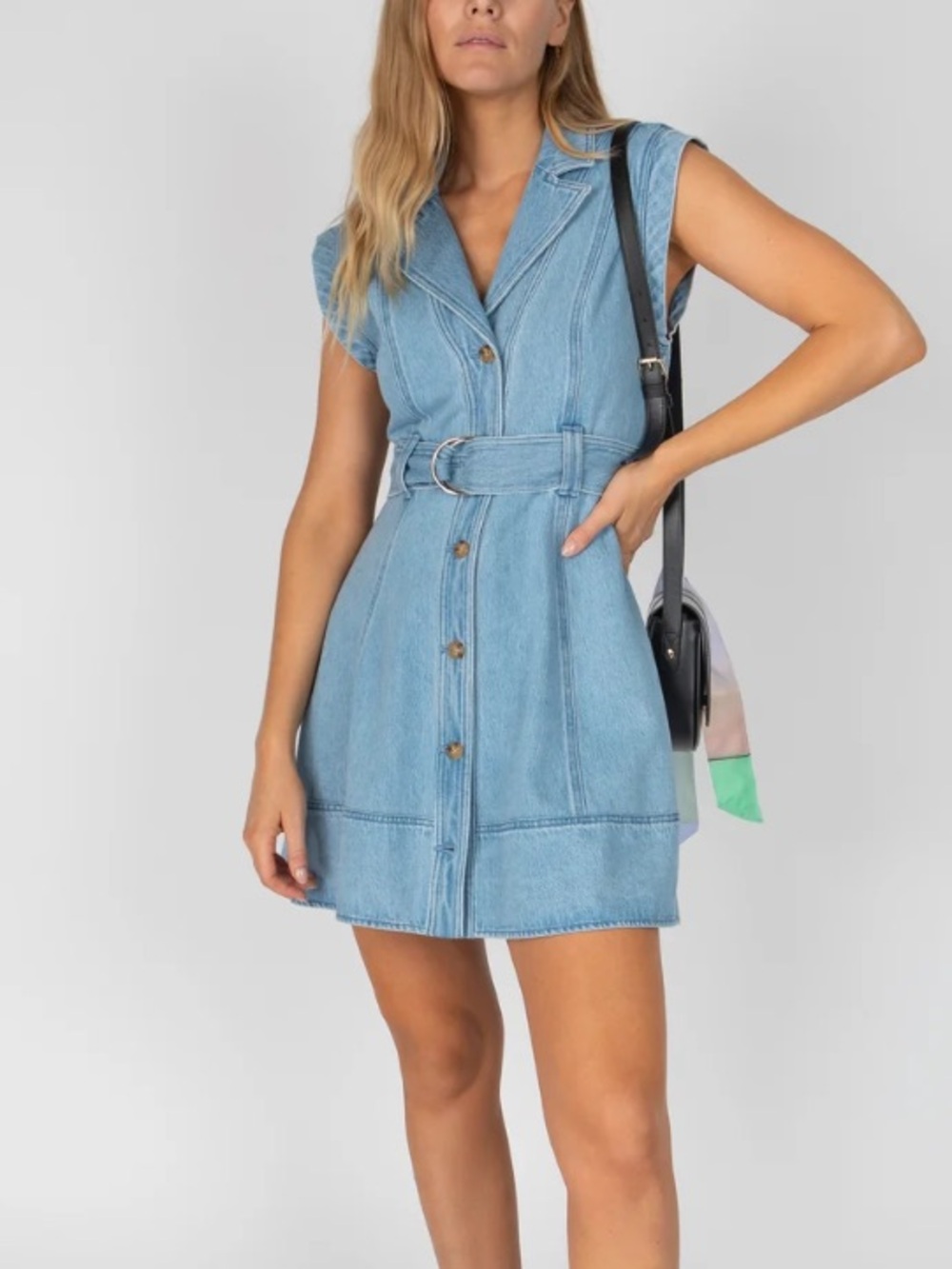 NWT Derek Lam 10 Crosby Lya Light Blue Sleeveless Mini Denim Dress - 4